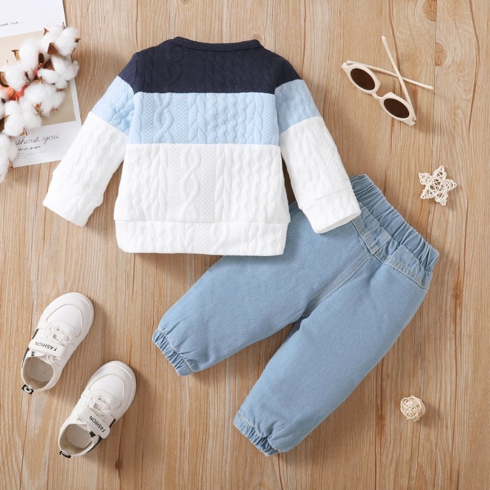 Colorblock Braided Sweater Set - Picture 3 of 6